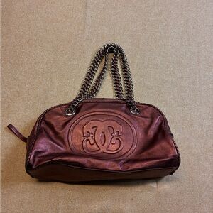 Sharif Couture 1827 Vintage Metallic Purple Burgundy Leather Shoulder Bag